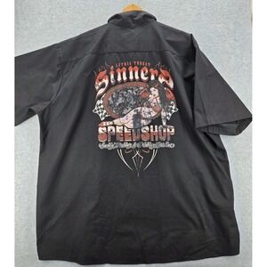 Lethal Threat Work Shirt XXXL 3XL Shop Mechanic Speed Flag Rockabilly Button